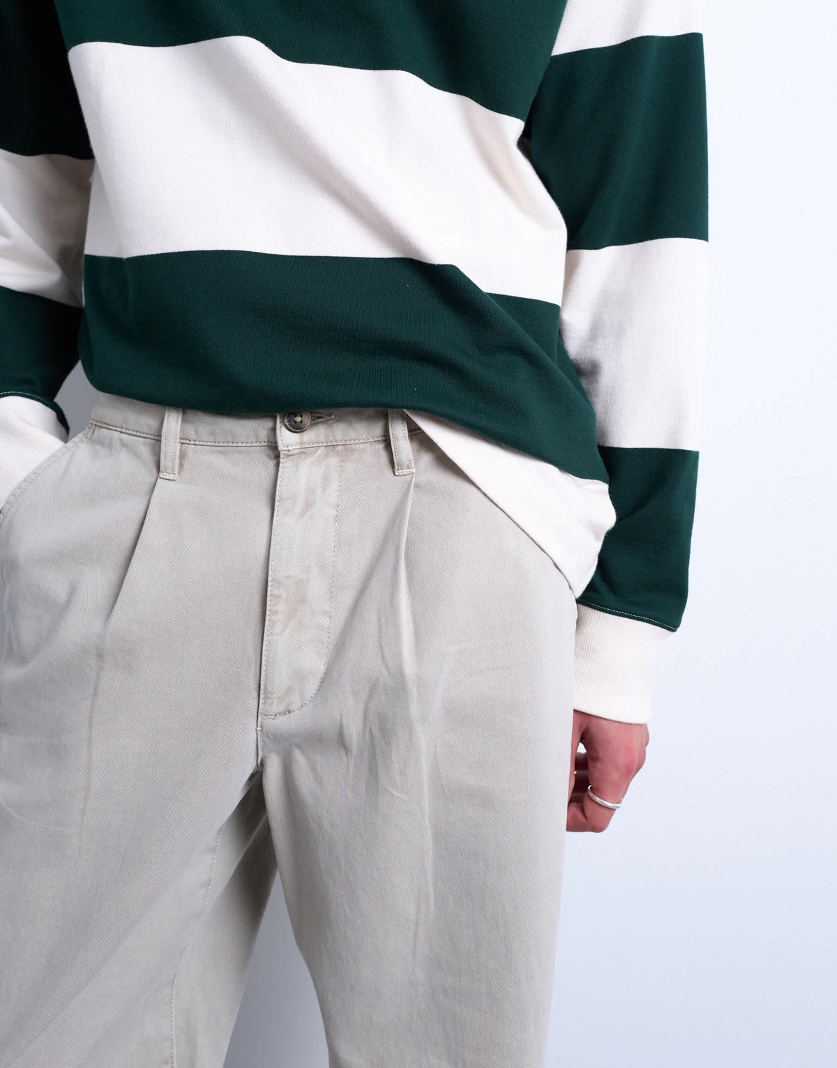 Topman baggy fit high waisted twill trouser in stone