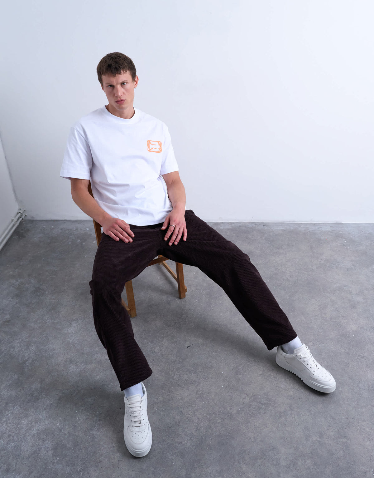 Topman cord taper leg trousers in brown