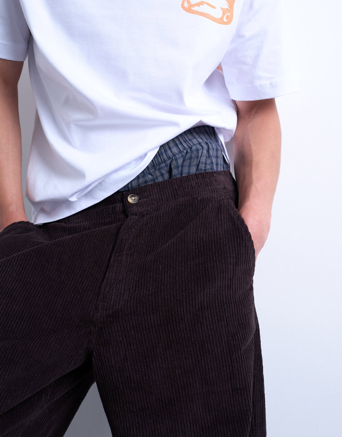 Topman cord taper leg trousers in brown