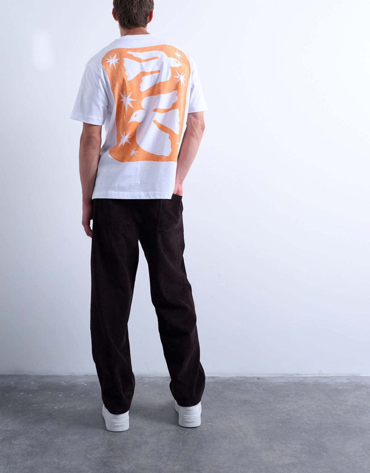 Topman cord taper leg trousers in brown