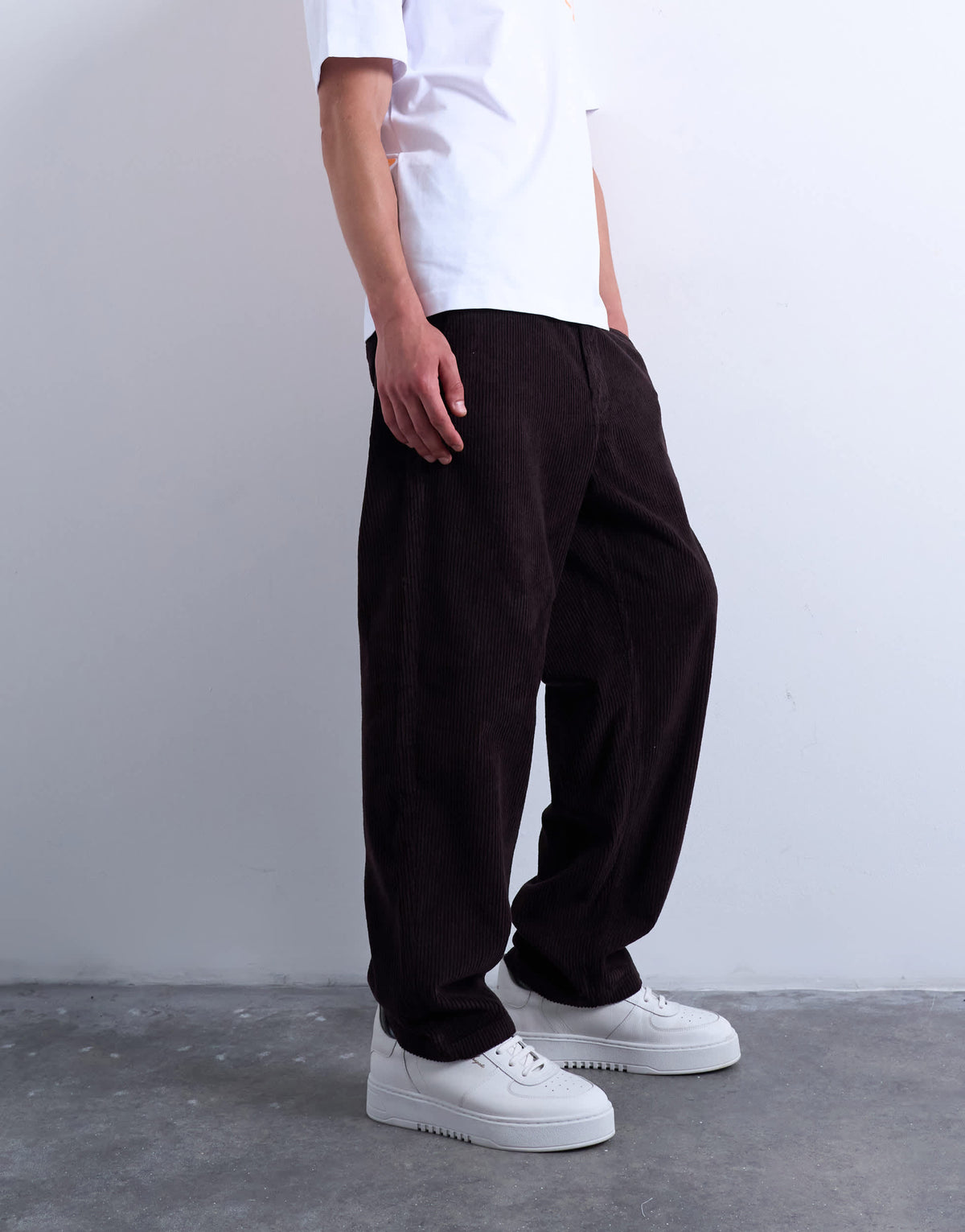 Topman cord taper leg trousers in brown