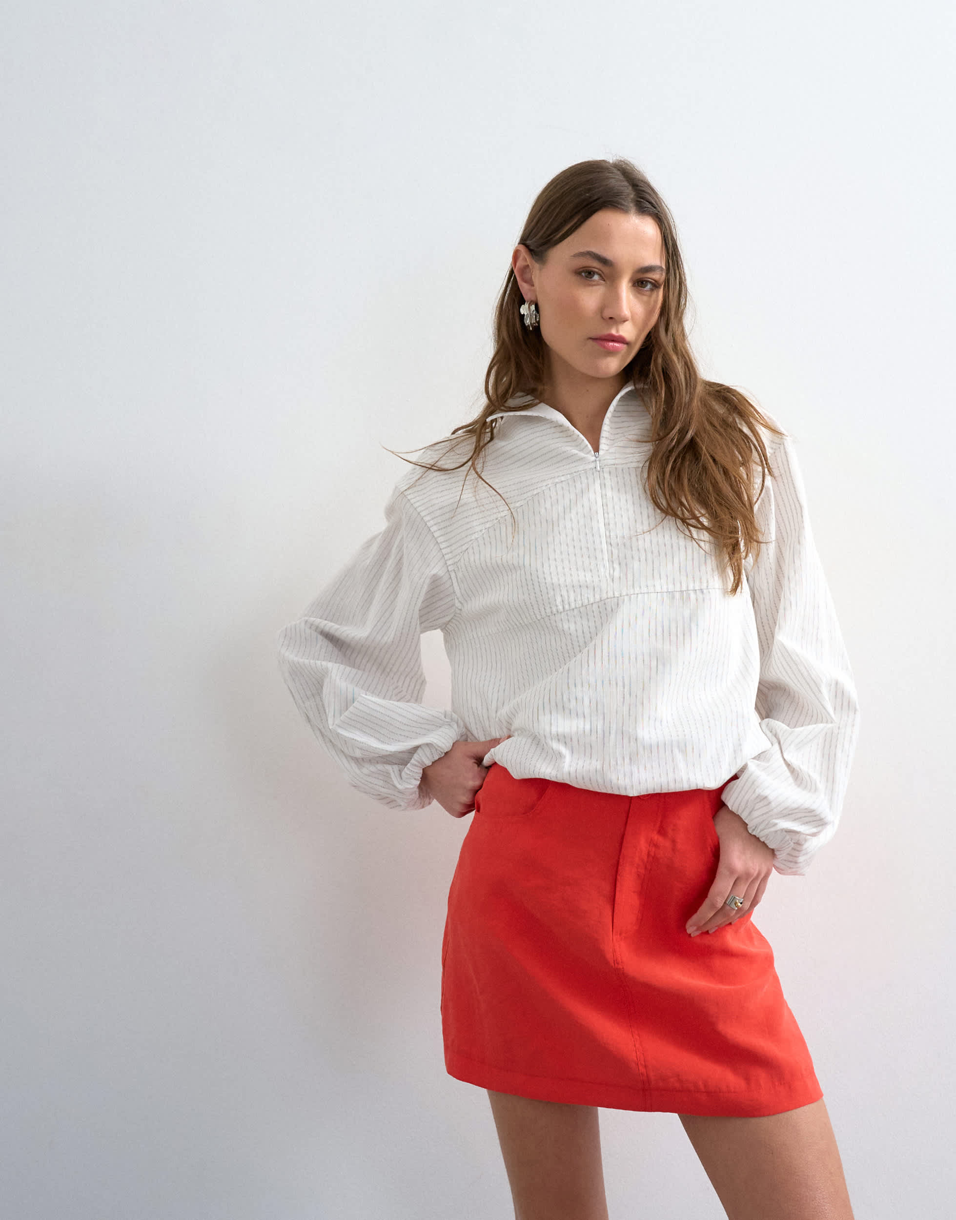 Topshop super soft cupro mini skirt in red