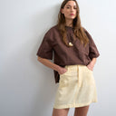 Topshop super soft cupro mini skirt in buttermilk