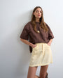Topshop super soft cupro mini skirt in buttermilk