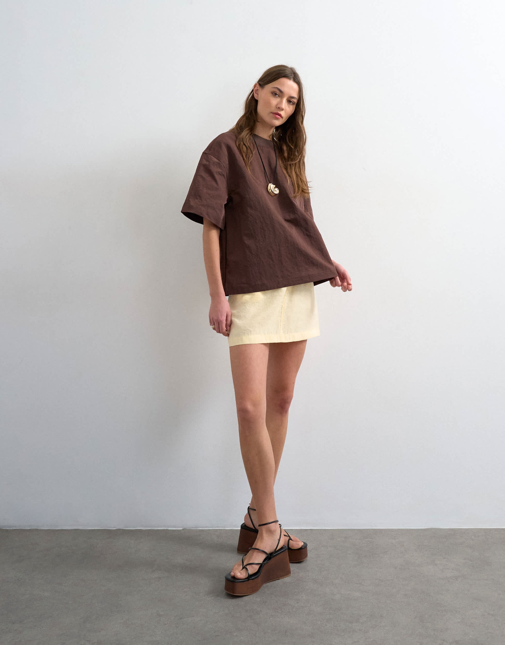Topshop super soft cupro mini skirt in buttermilk