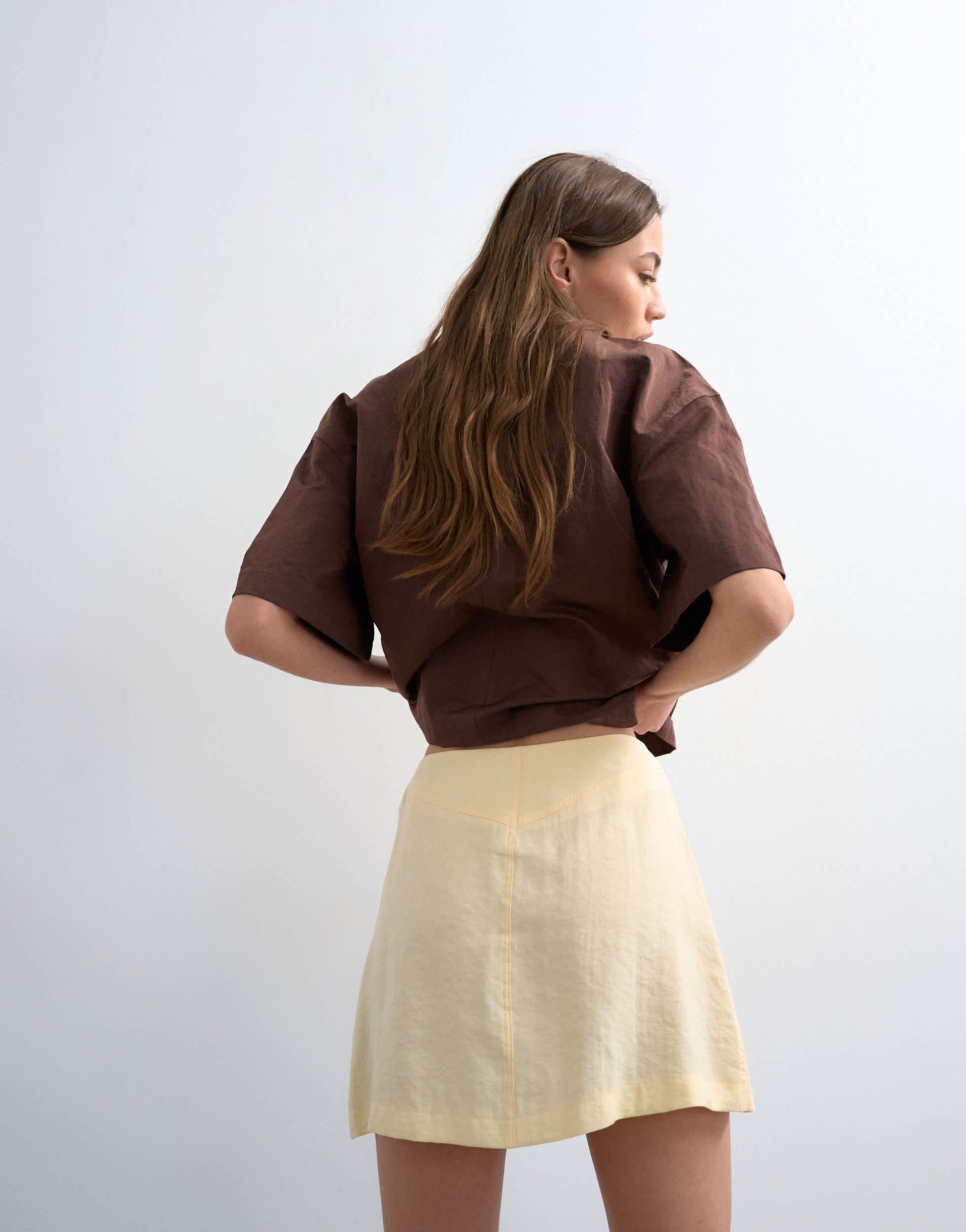 Topshop super soft cupro mini skirt in buttermilk
