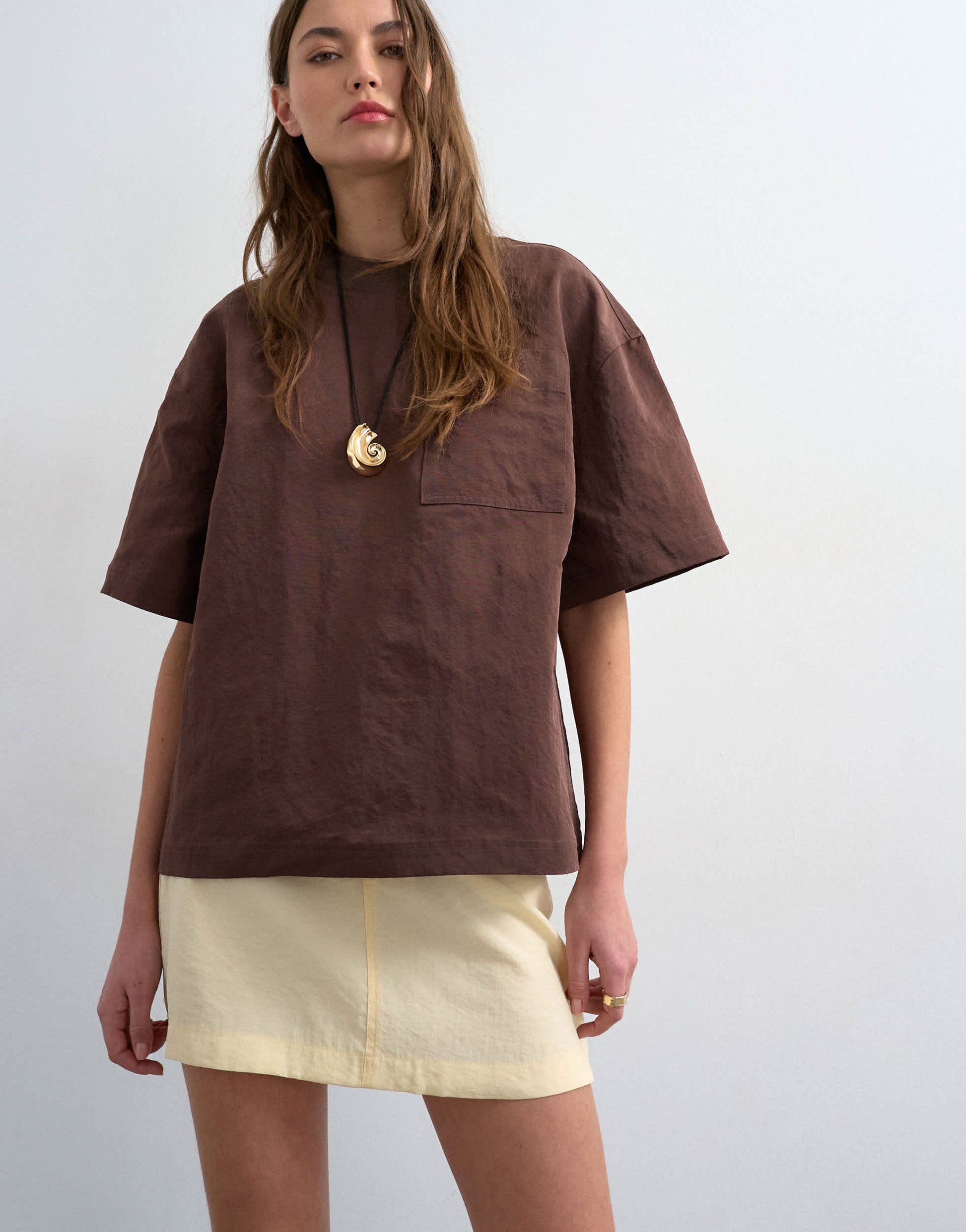 Topshop super soft cupro mini skirt in buttermilk
