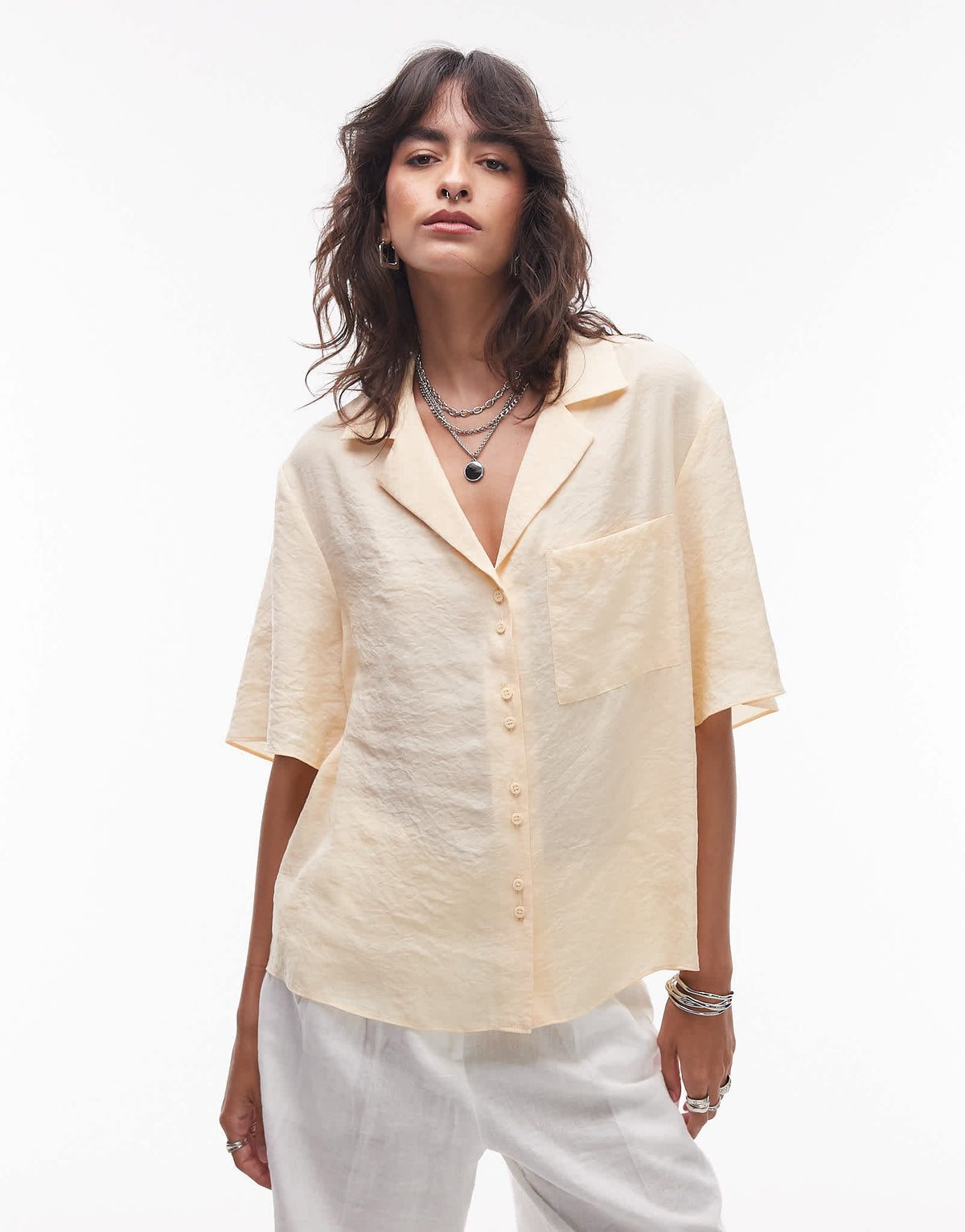 Topshop co-ord super soft cupro shirt in buttermilk