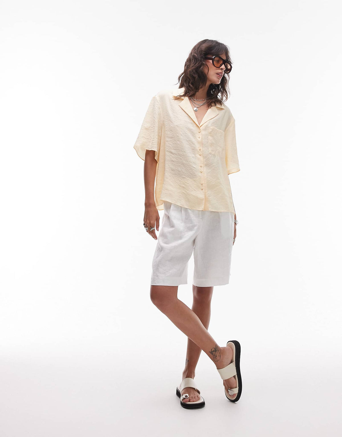 Topshop co-ord super soft cupro shirt in buttermilk