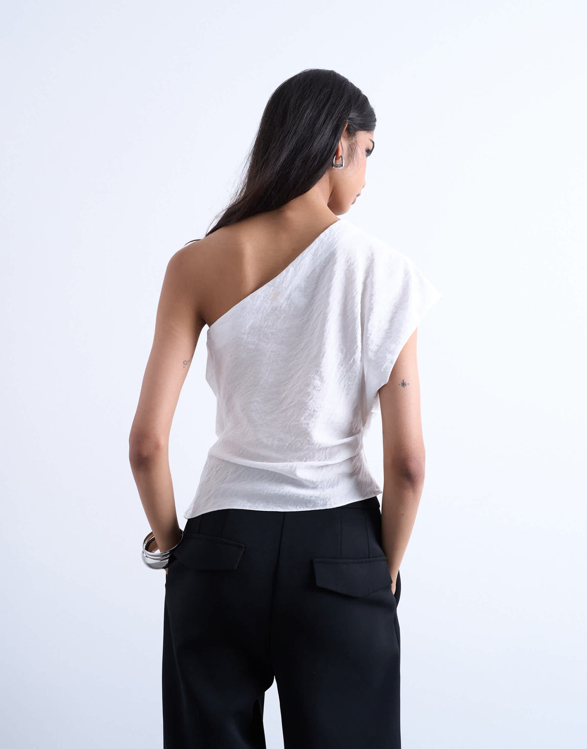 Topshop one shoulder top in white