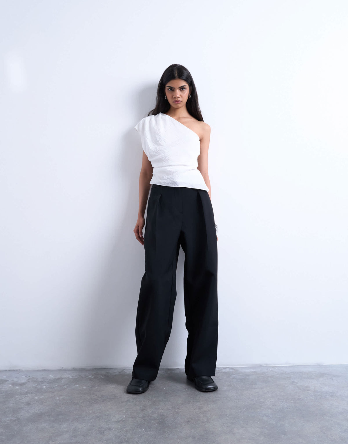 Topshop one shoulder top in white