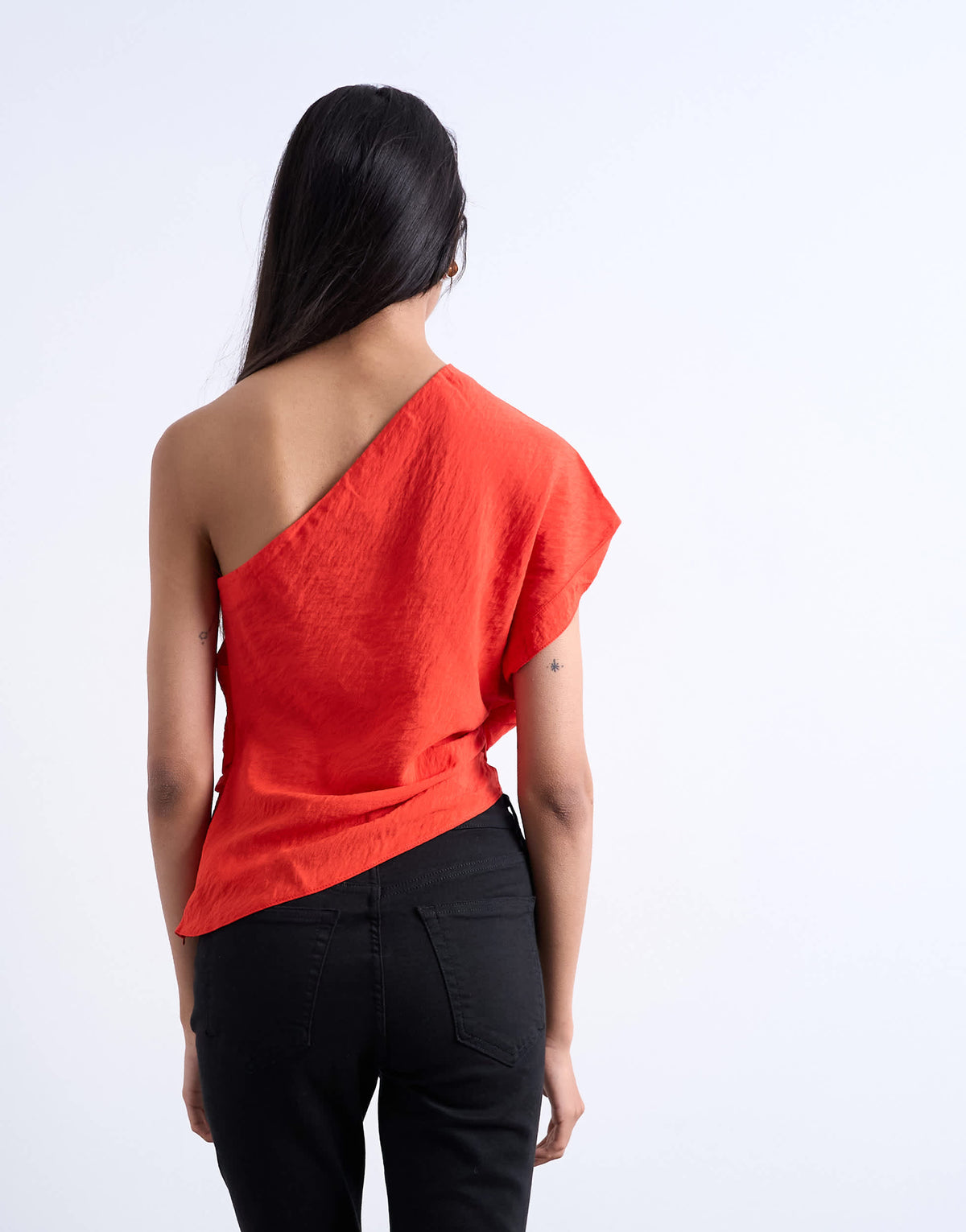 Topshop one shoulder top in red