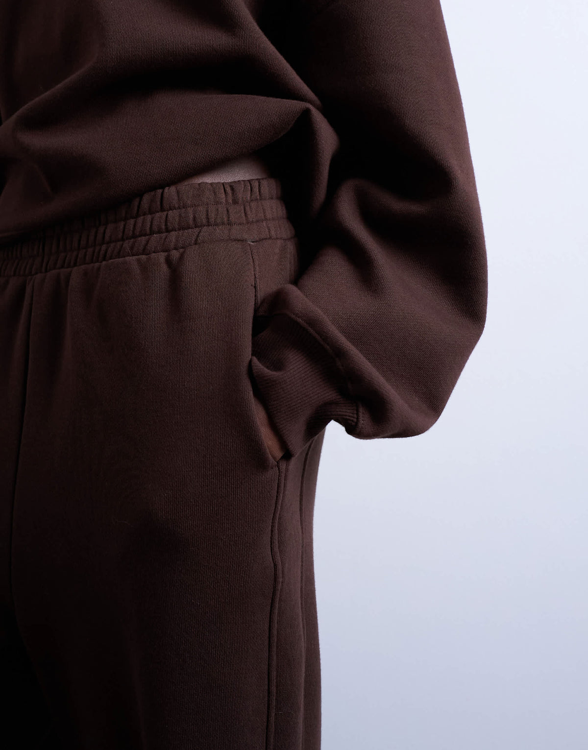 Topshop premium heavyweight straight leg jogger in chocolate brown