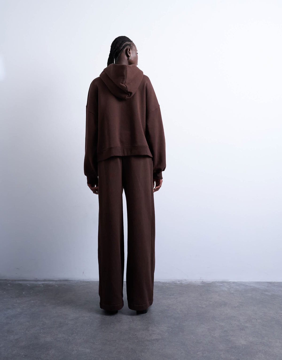 Topshop premium heavyweight straight leg jogger in chocolate brown