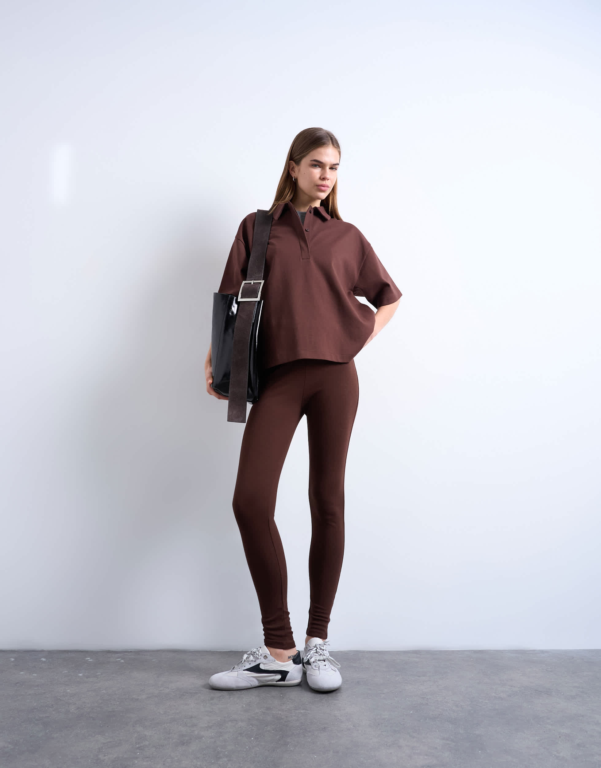 Topshop full length heavy weight legging in chocolate brown