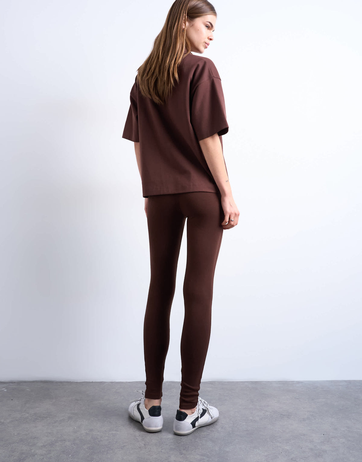 Topshop full length heavy weight legging in chocolate brown