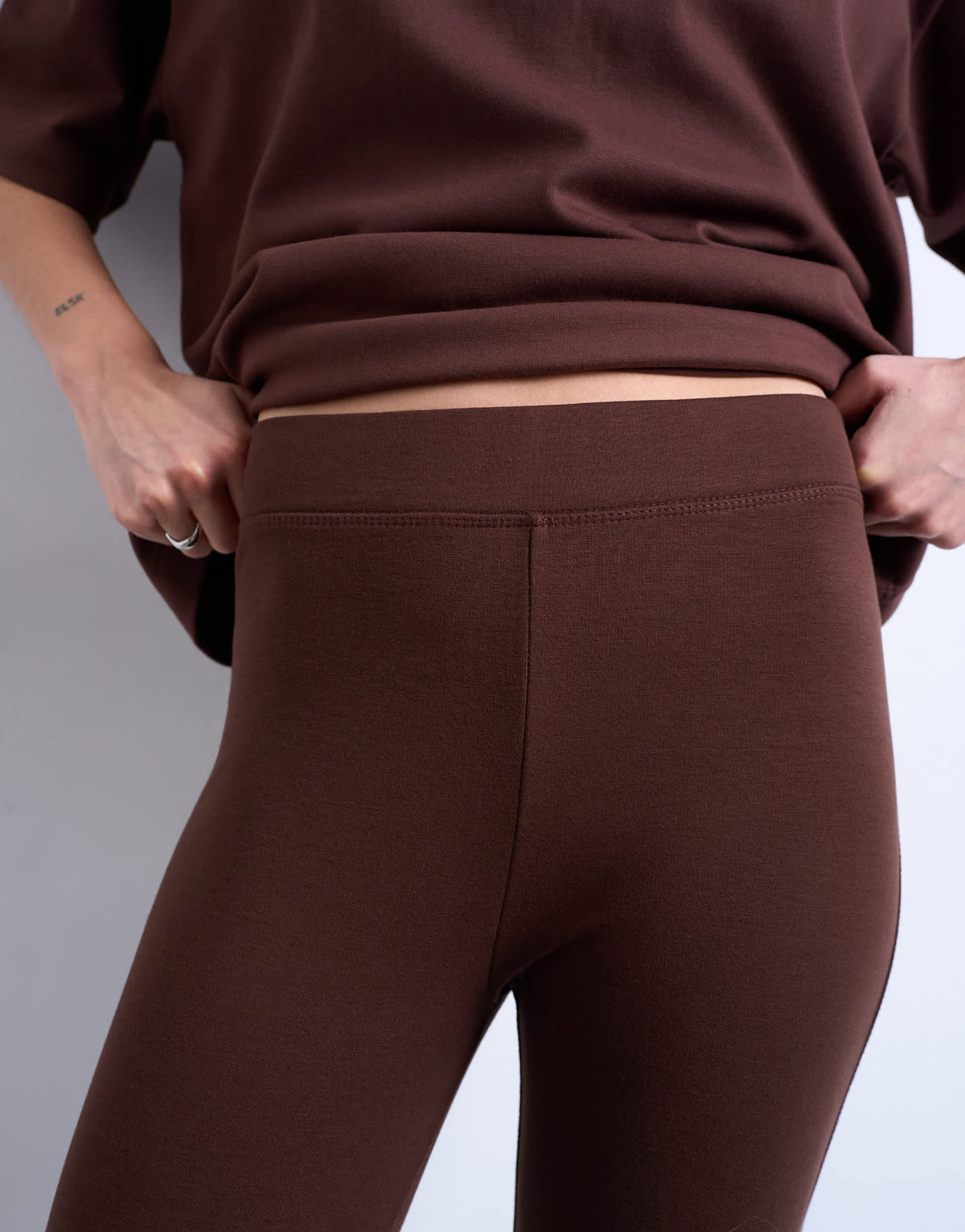 Topshop full length heavy weight legging in chocolate brown
