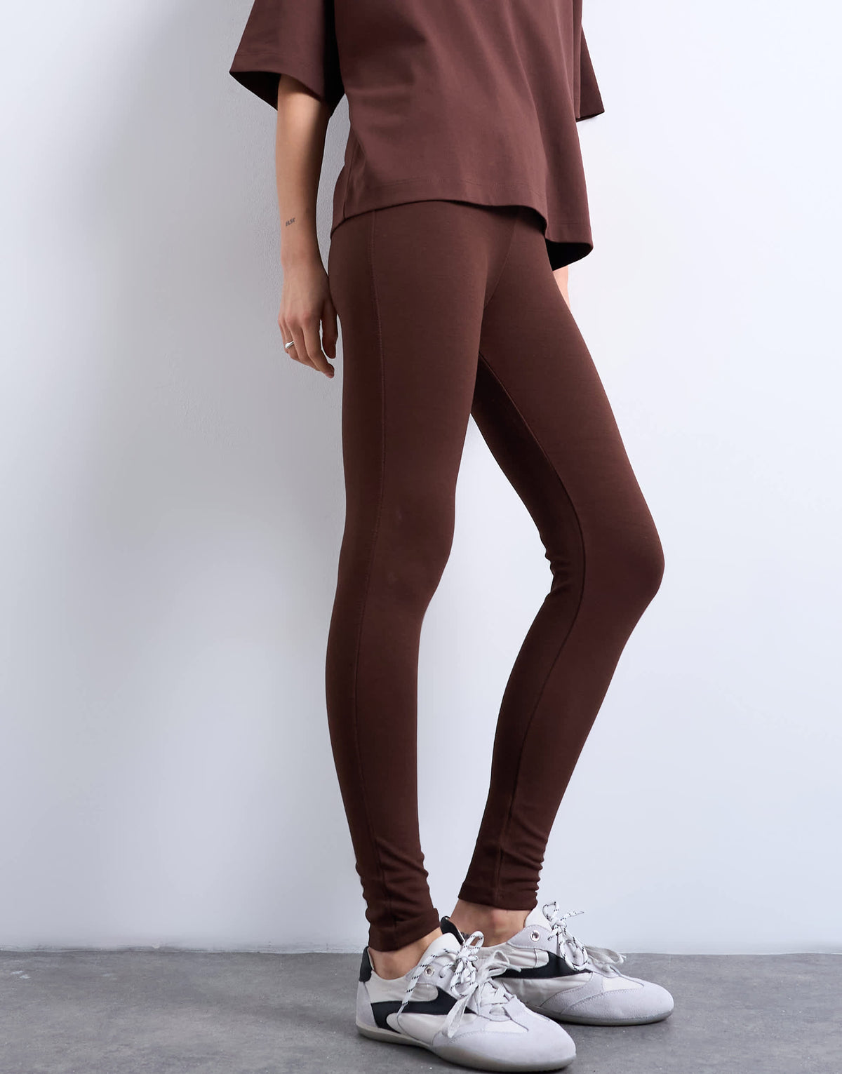 Topshop full length heavy weight legging in chocolate brown