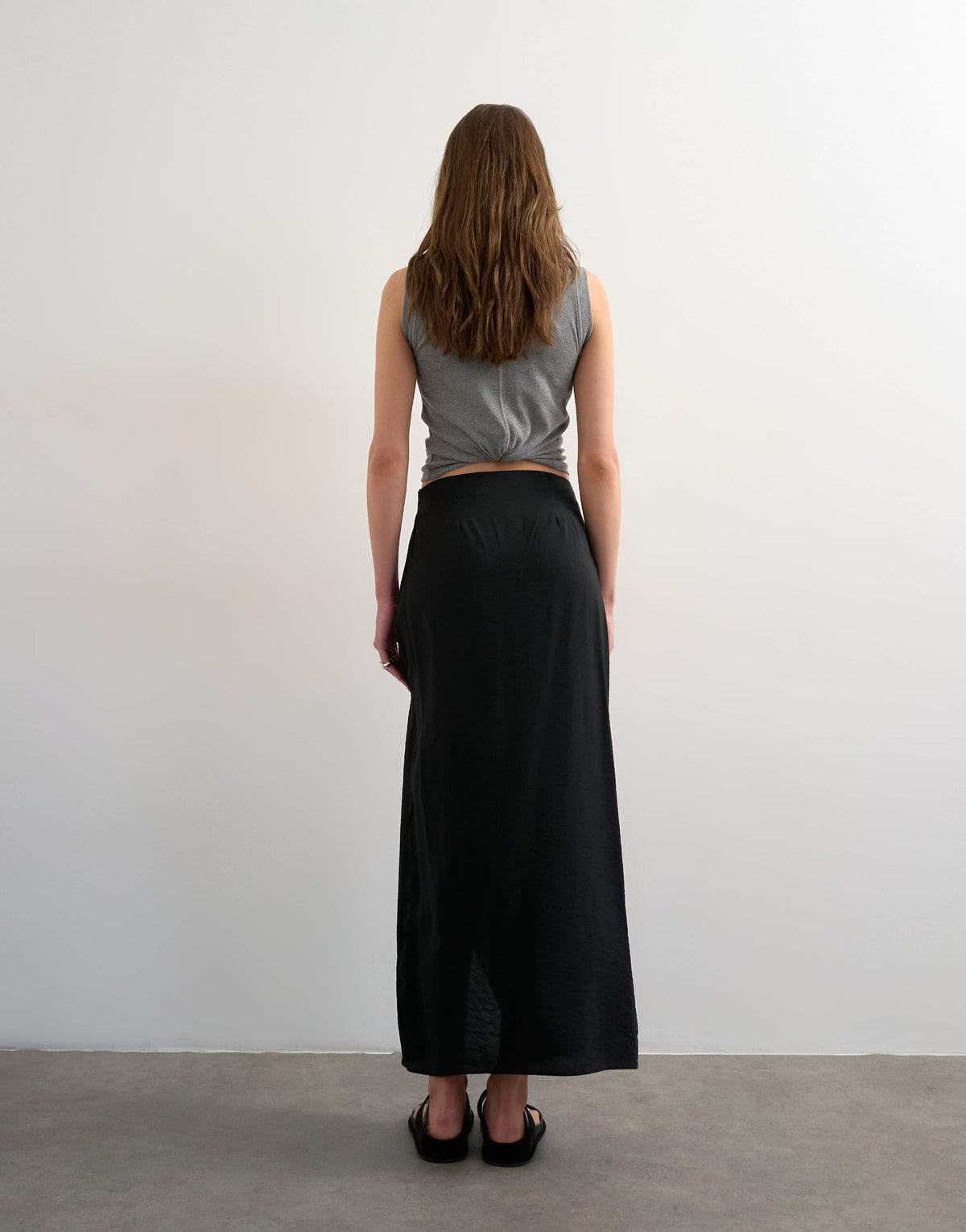 Topshop sarong wrap midi skirt in black