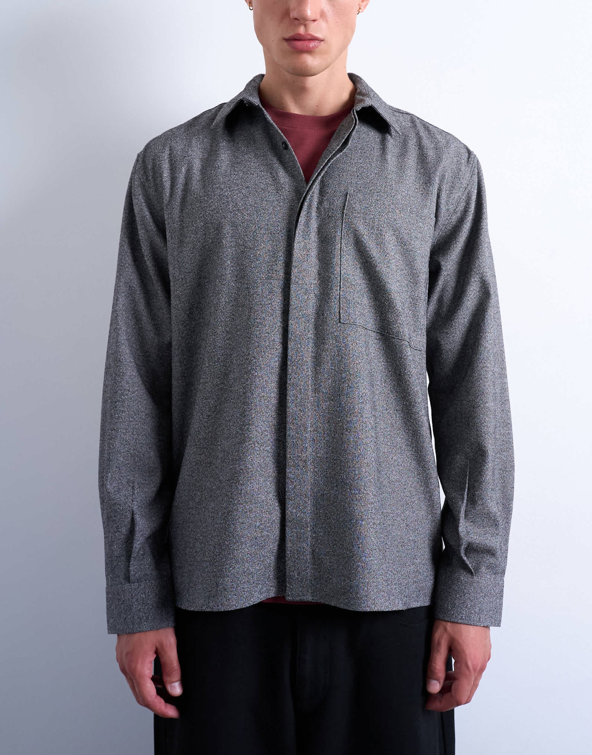 Topman relaxed fit textured shirt in salt & pepper