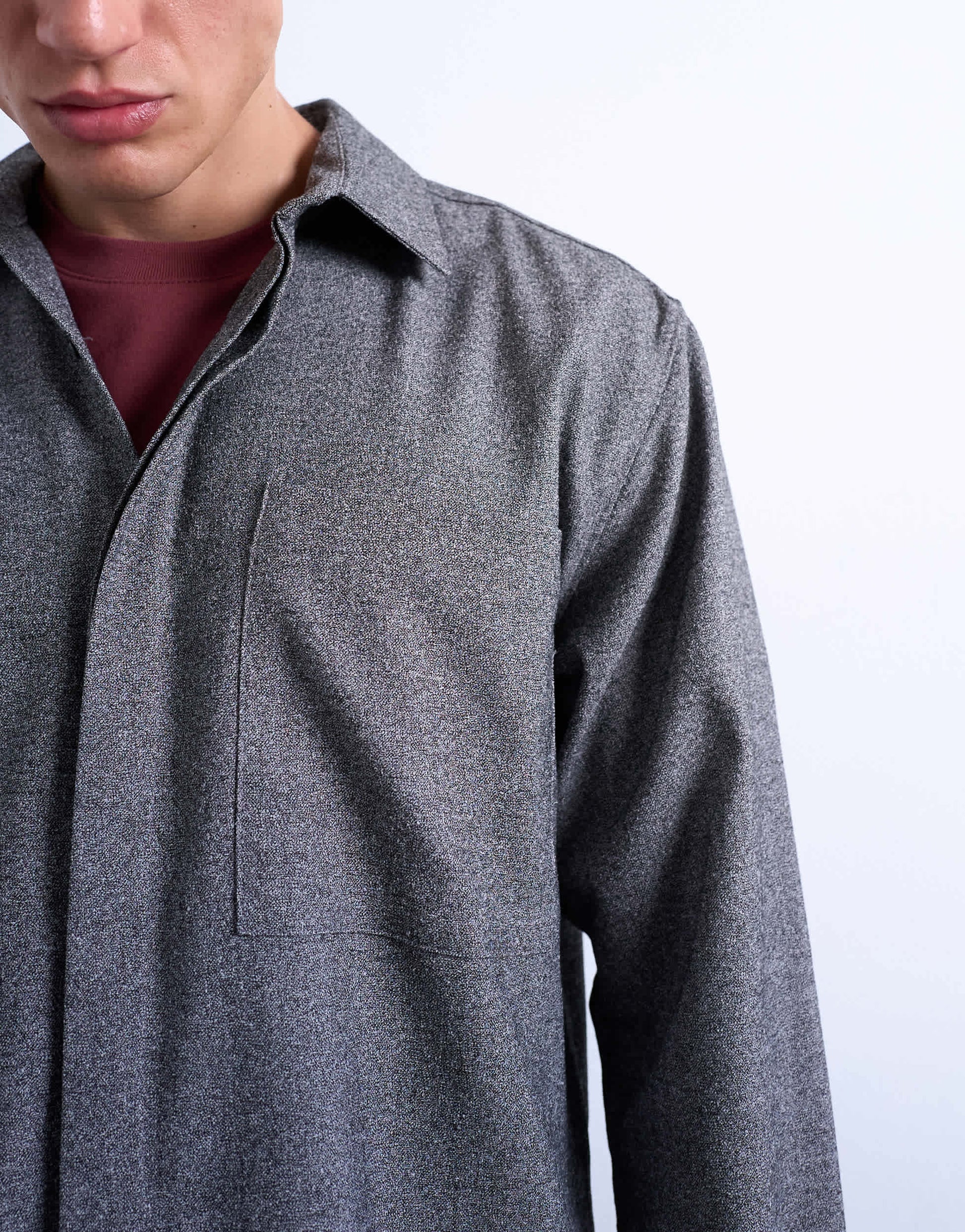Topman relaxed fit textured shirt in salt & pepper
