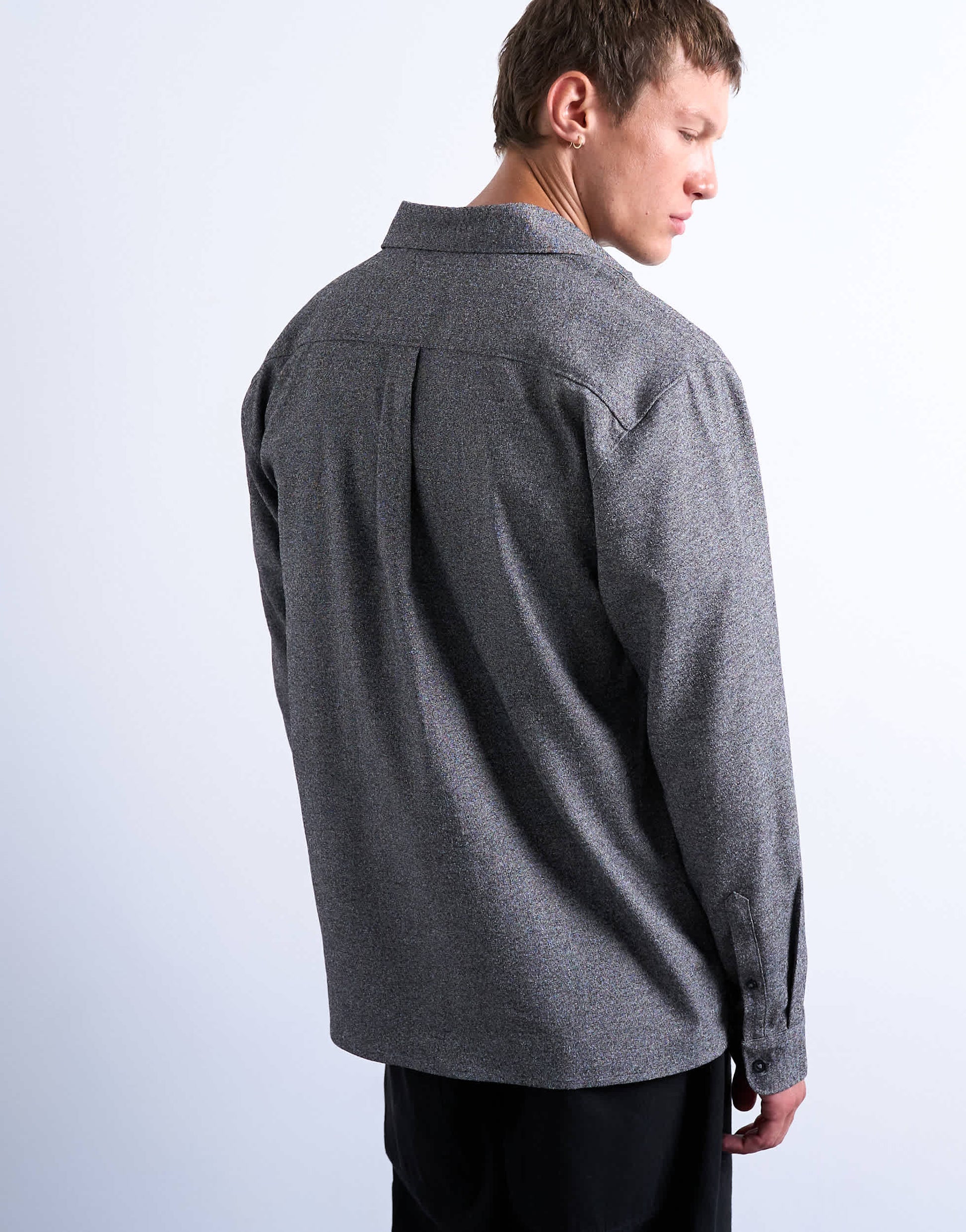 Topman relaxed fit textured shirt in salt & pepper