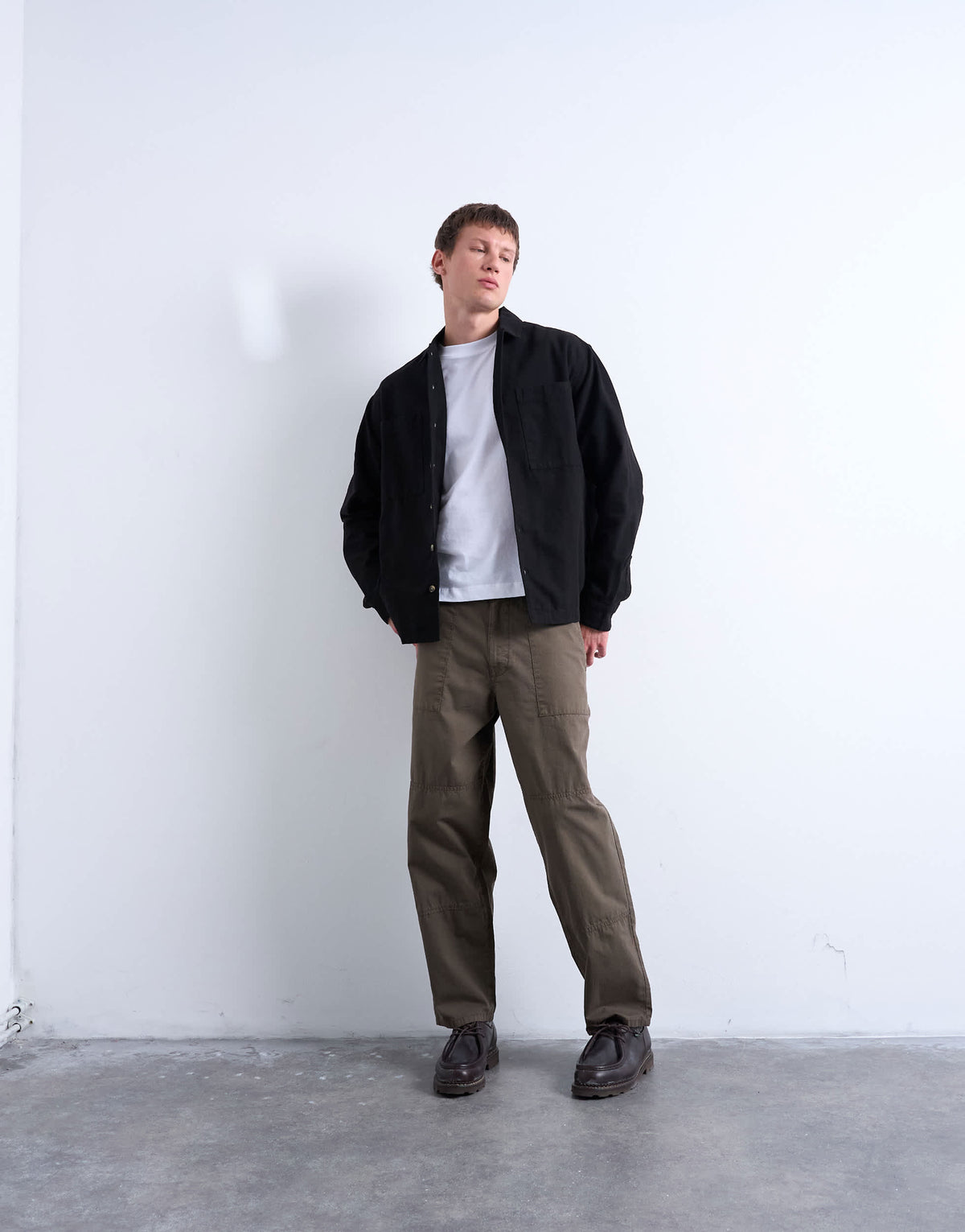 Topman regular fit twill overshirt in black