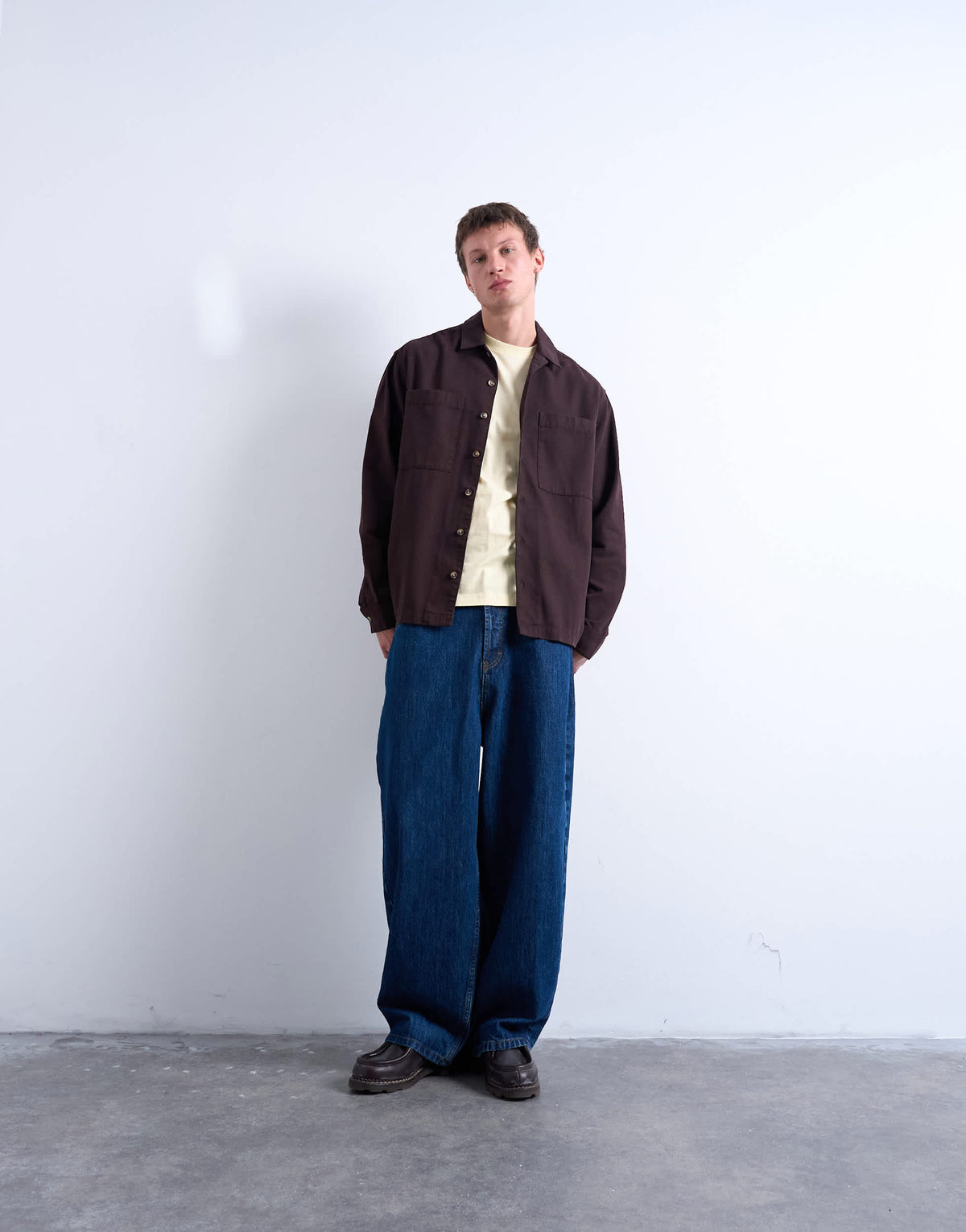 Topman regular fit twill overshirt in brown