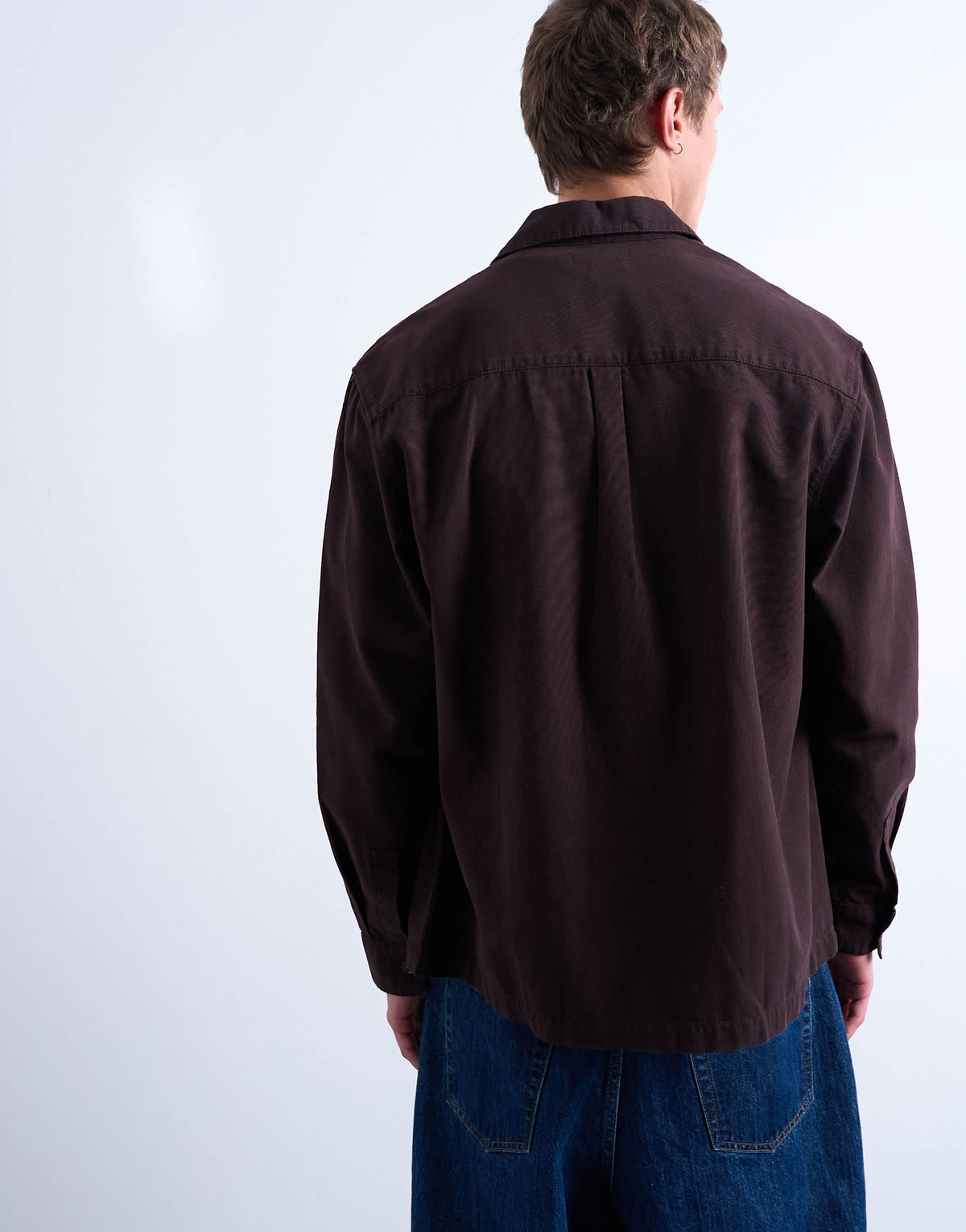 Topman regular fit twill overshirt in brown
