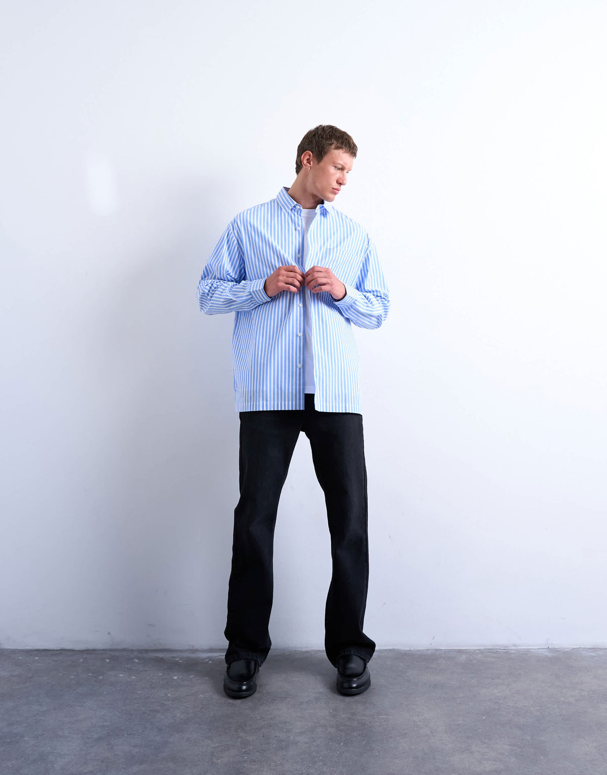 Topman oversized fit stripe shirt in blue