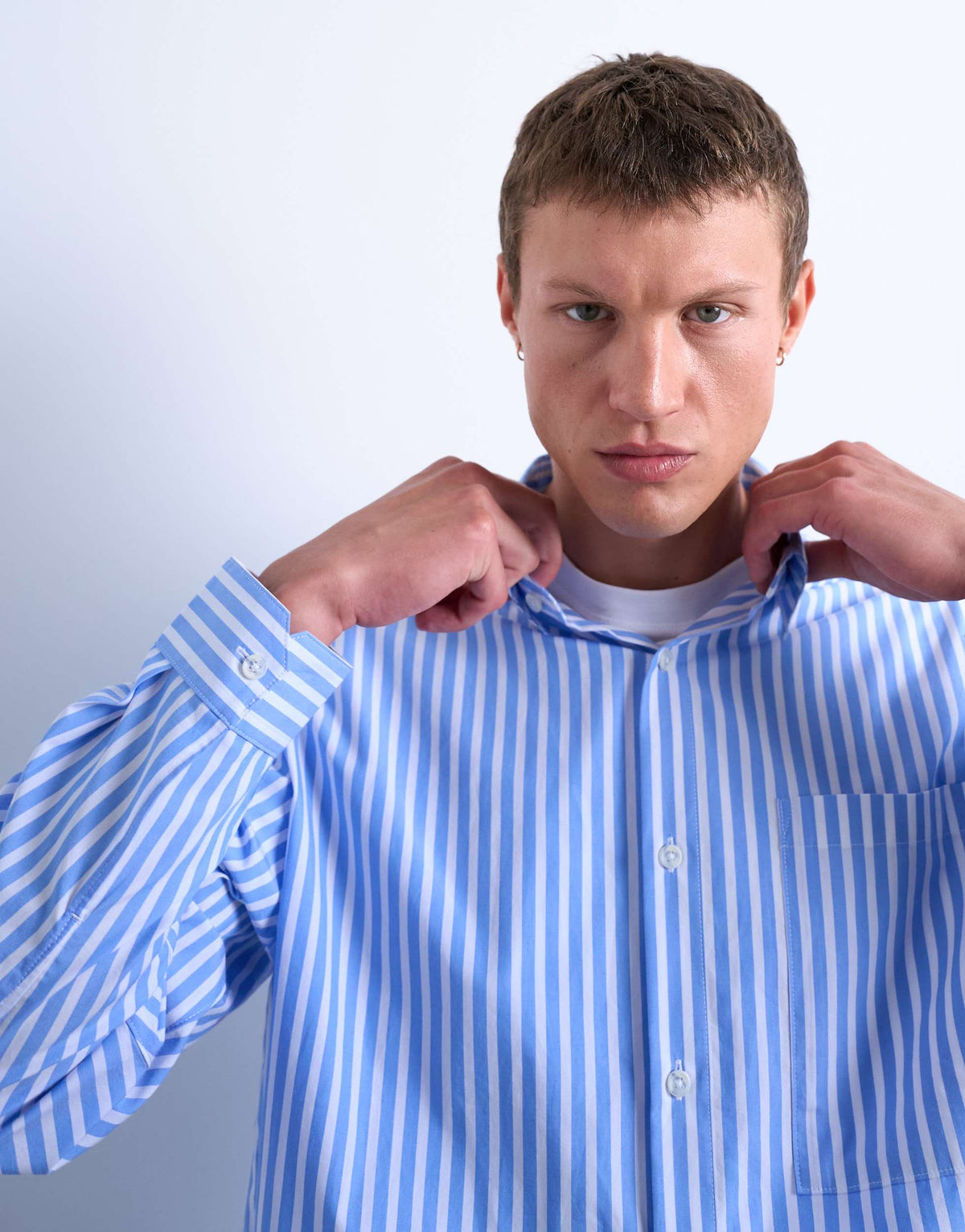 Topman oversized fit stripe shirt in blue