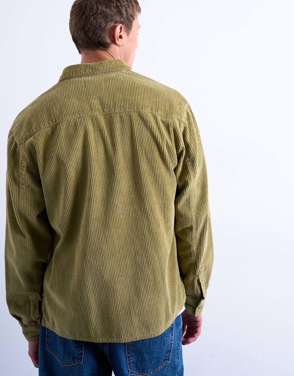 Topman regular fit cord shirt in washed green