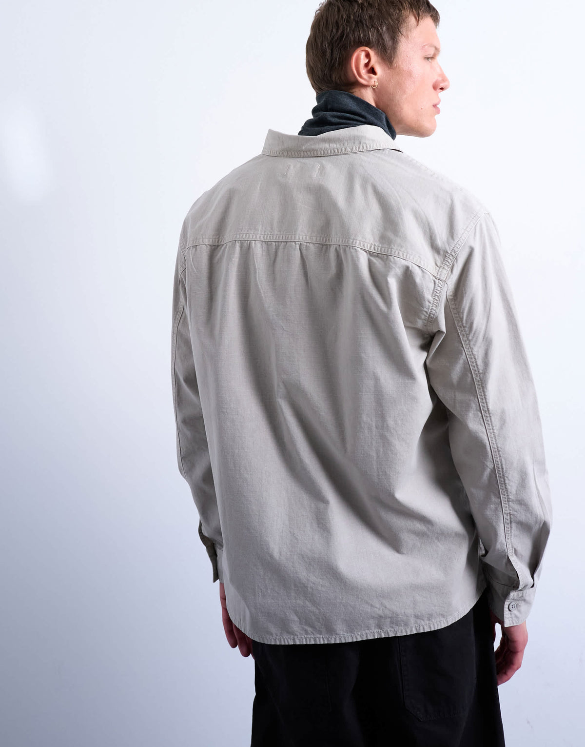 Topman regular fit ripstop overshirt in washed stone