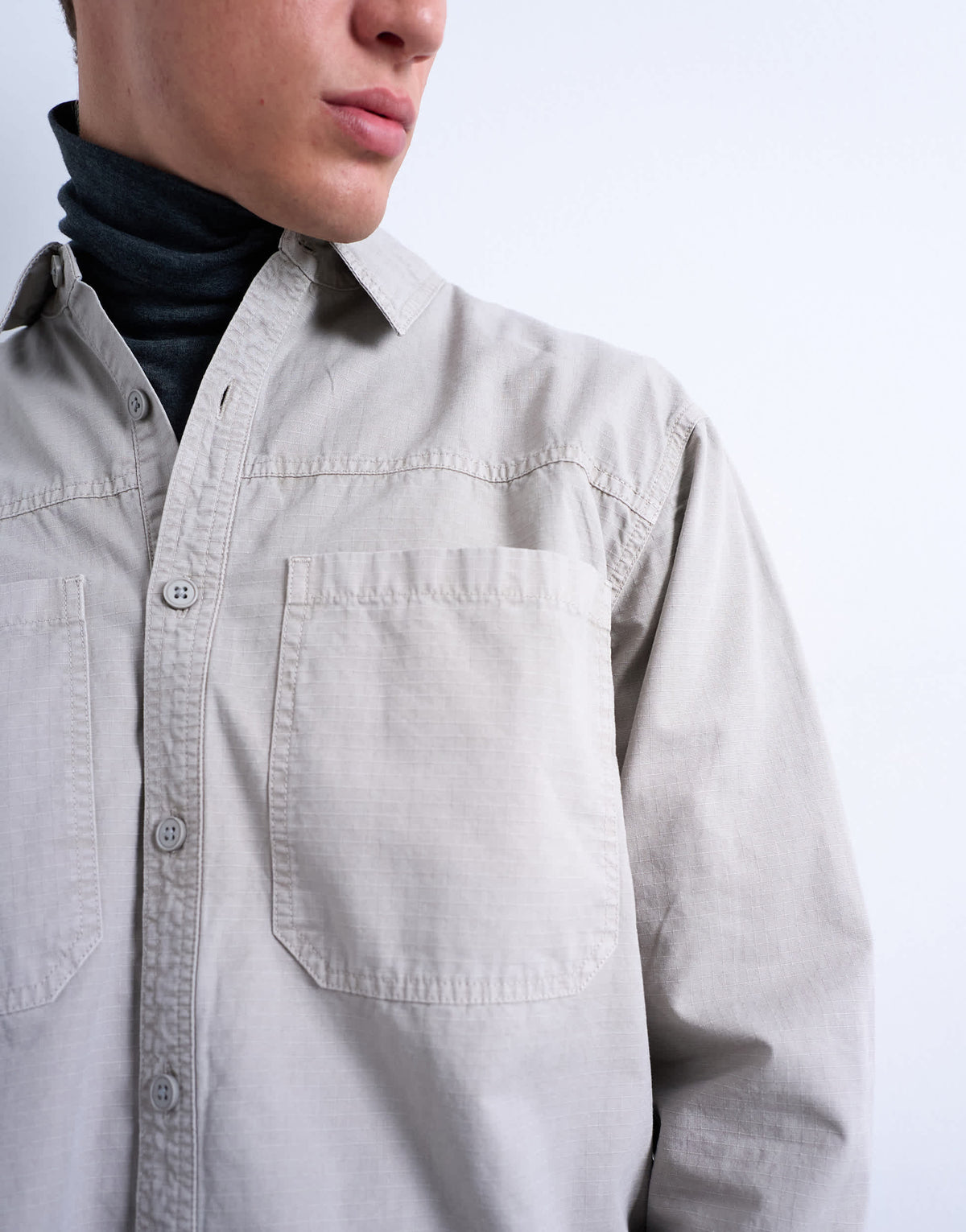 Topman regular fit ripstop overshirt in washed stone
