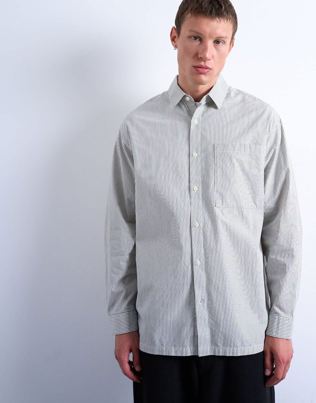 Topman oversized fit stripe shirt in black & ecru