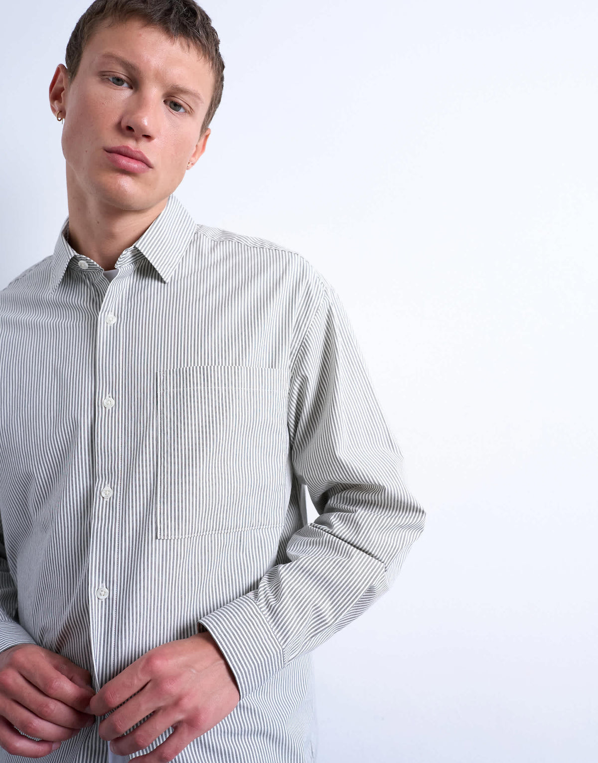 Topman oversized fit stripe shirt in black & ecru