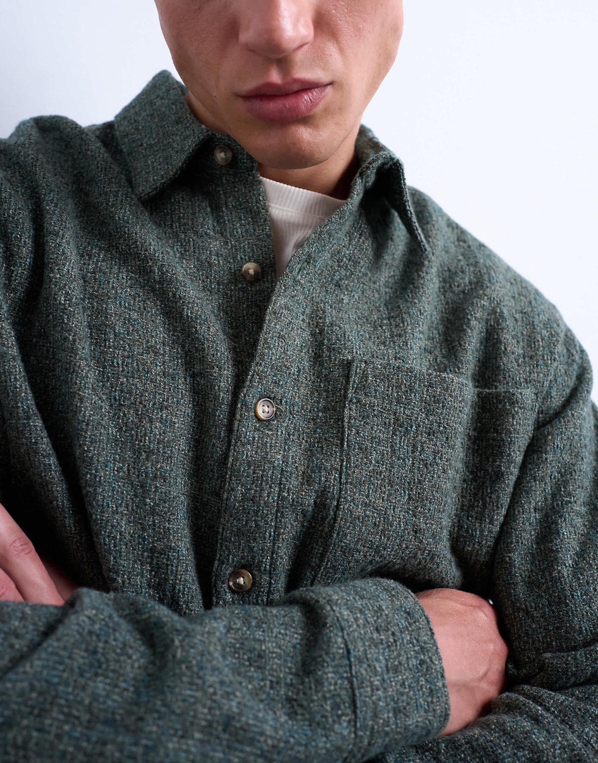 Topman relaxed fit marl textured shirt in green