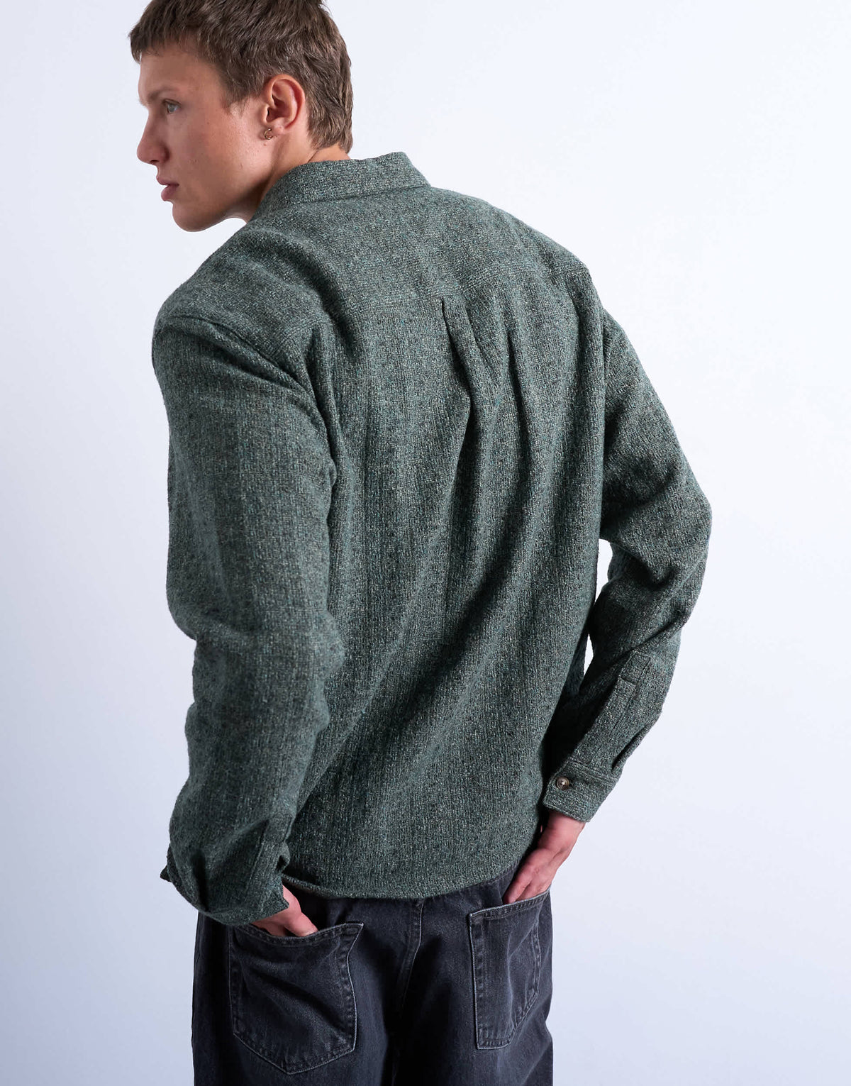 Topman relaxed fit marl textured shirt in green