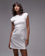 Topshop cinch waist structured mini dress in ivory