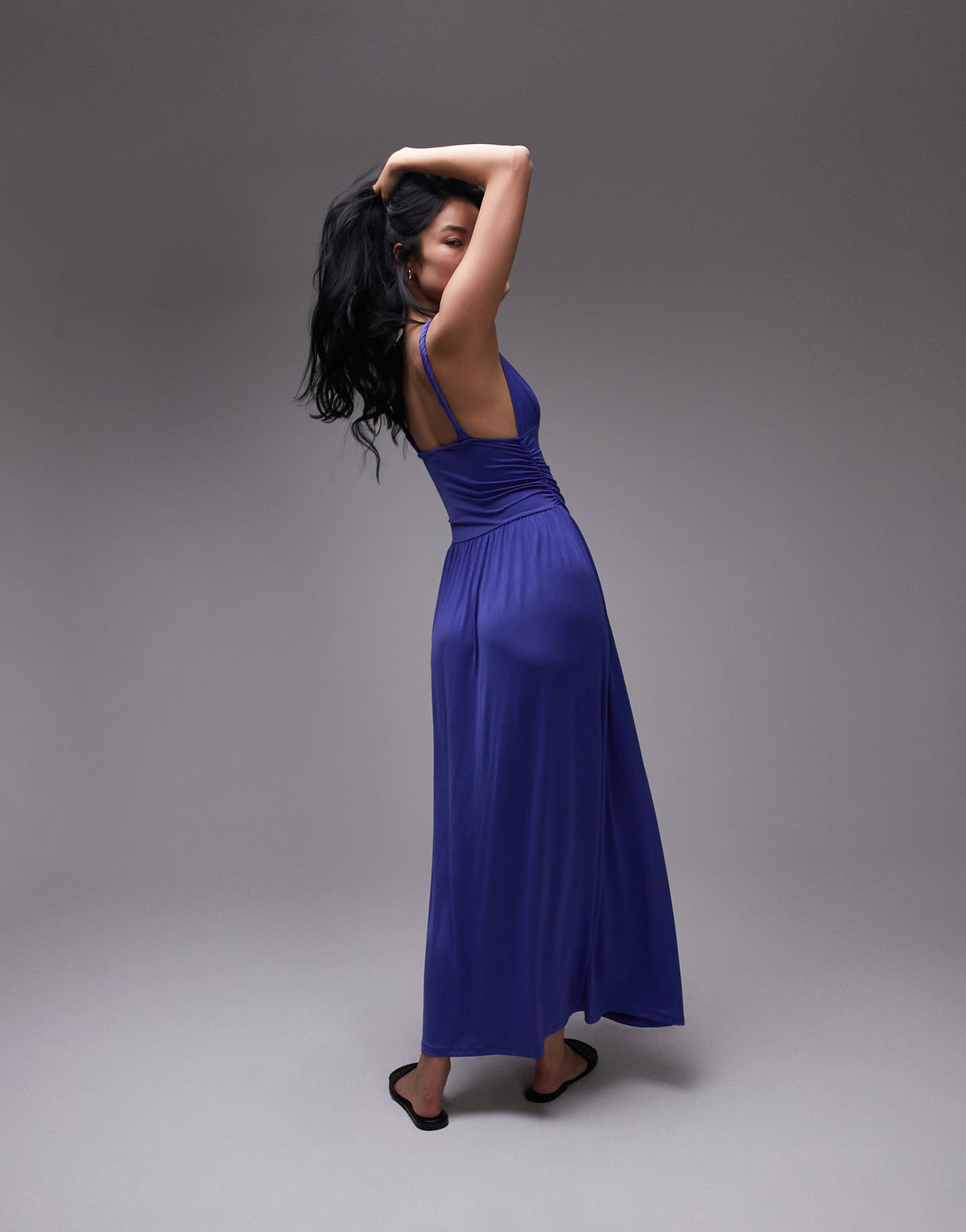 Topshop ruched waist cami maxi dress in cobalt blue