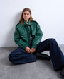Topshop bubble PU 80s bomber jacket in dark green
