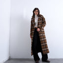 Topshop brushed formal coat in brown check