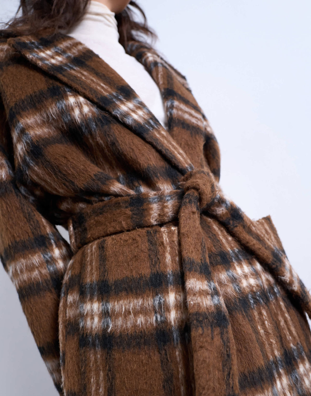 Topshop brushed formal coat in brown check