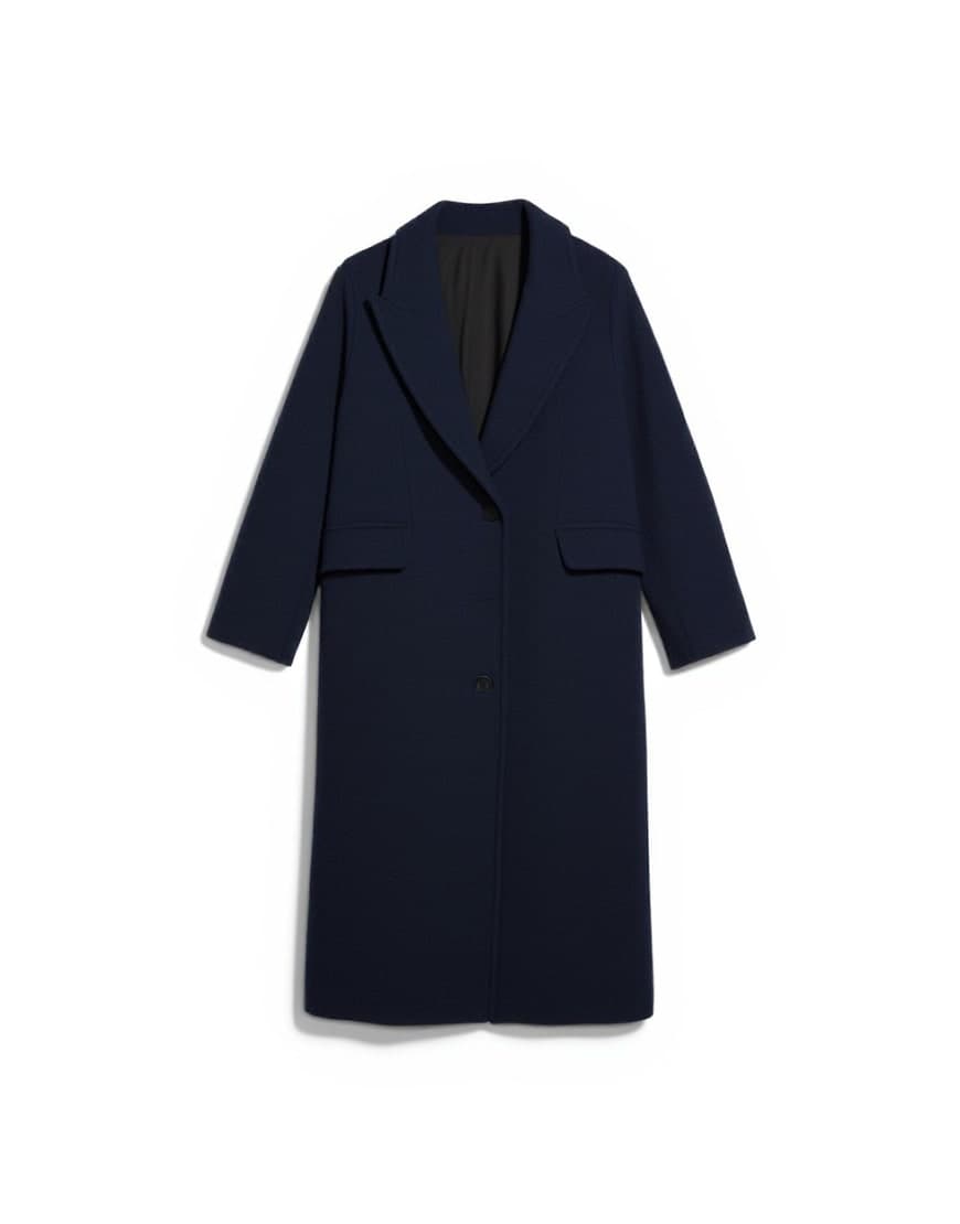 Topshop 3 button brushed coat with wool in navy