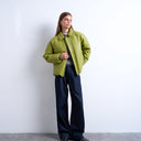 Topshop faux leather padded puffer jacket in sage