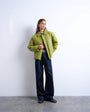 Topshop faux leather padded puffer jacket in sage