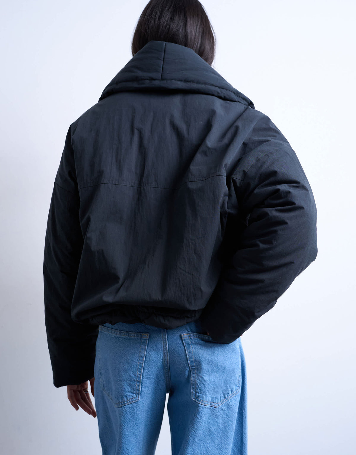 Topshop padded shawl puffer jacket in washed black
