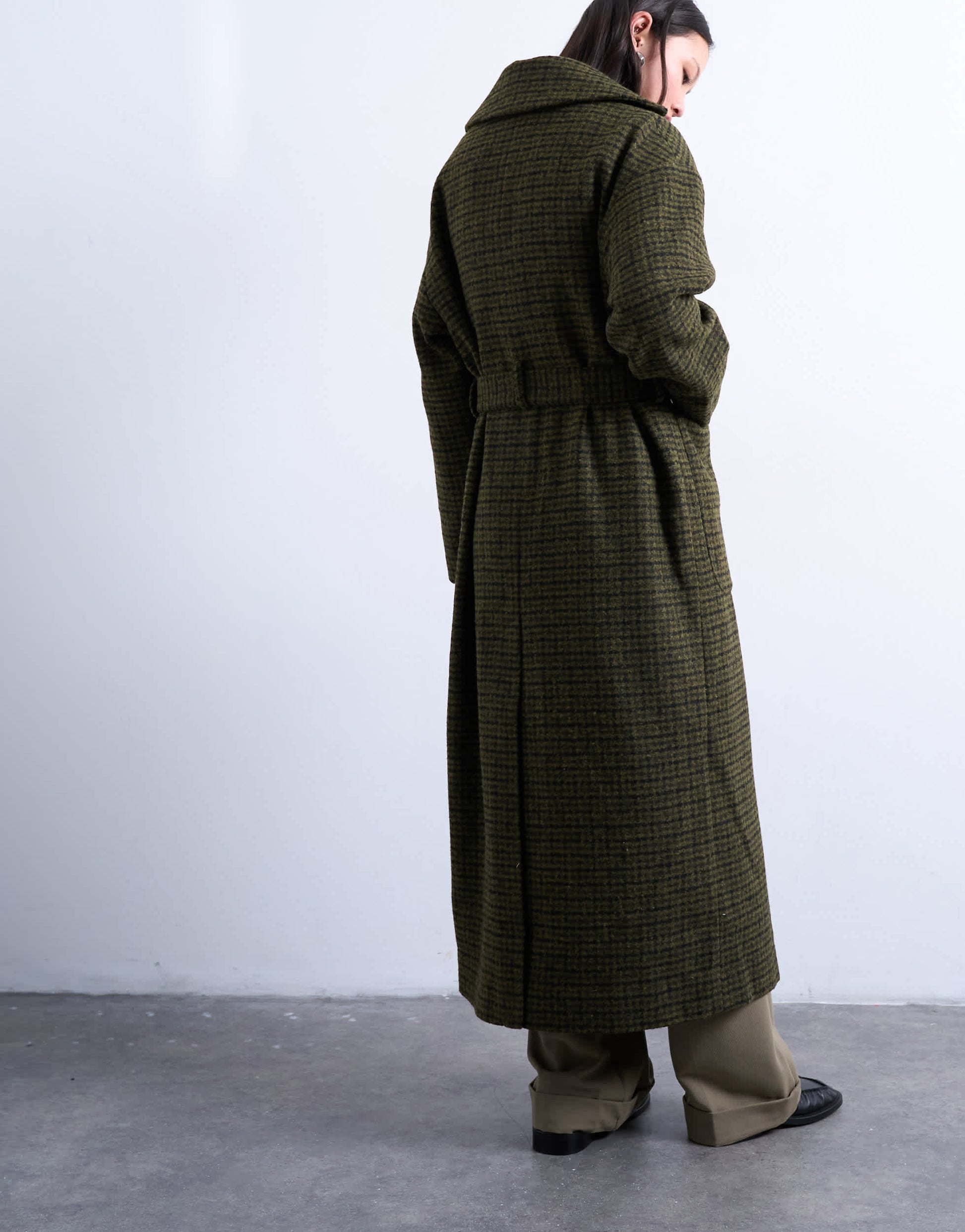 Topshop brushed formal coat in green check