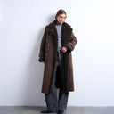 Topshop longline funnel aviator shearling in chocolate