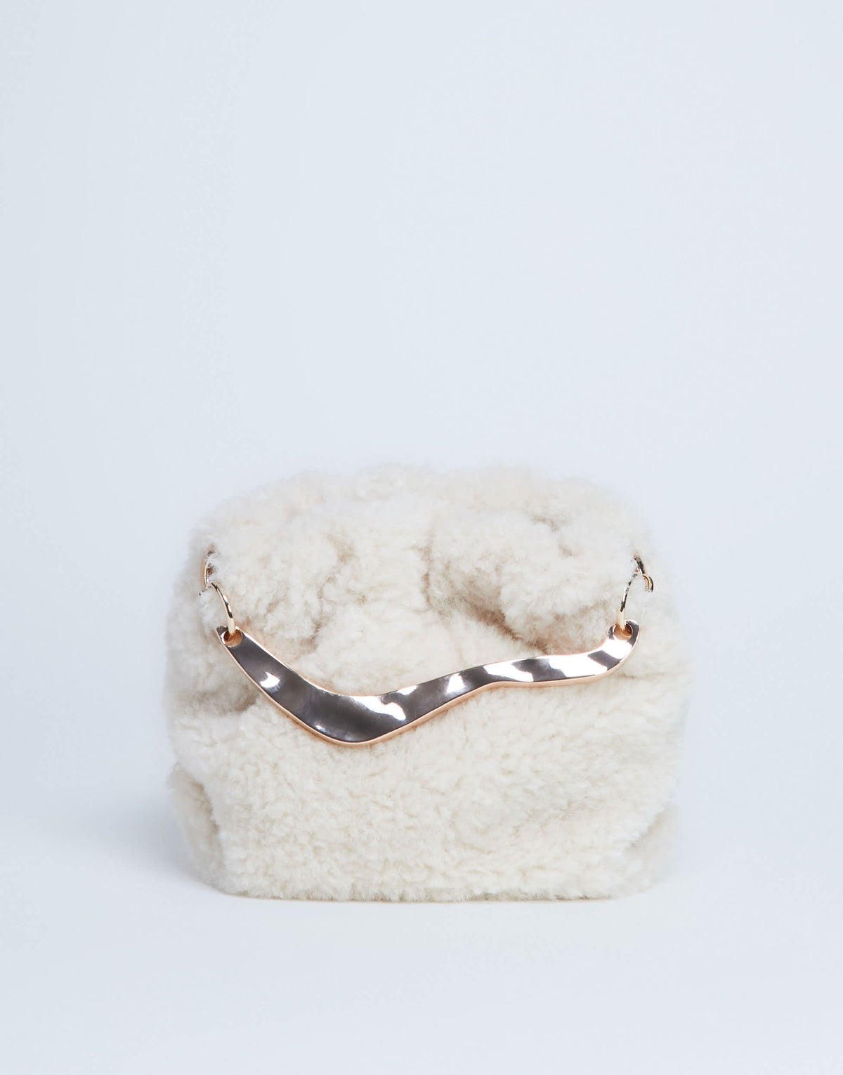 Topshop Gabriette borg metal trim handle grab bag in cream